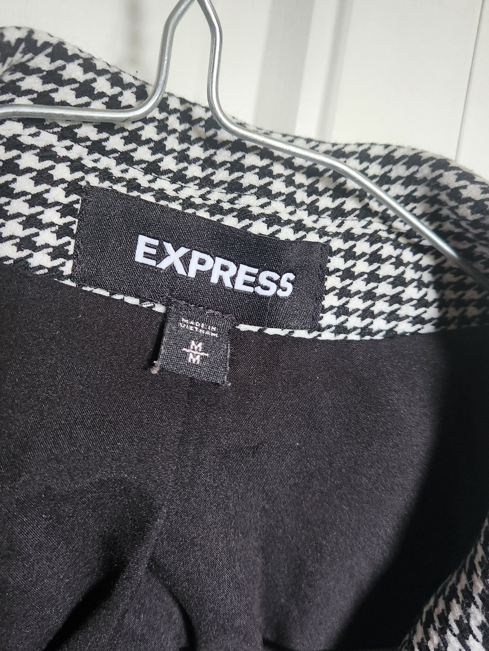 Express Women's Black & White Houndstooth Blazer Jacket Size Small - Picture 6 of 13